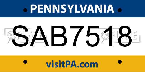 SAB7518 Pennsylvania License Plate