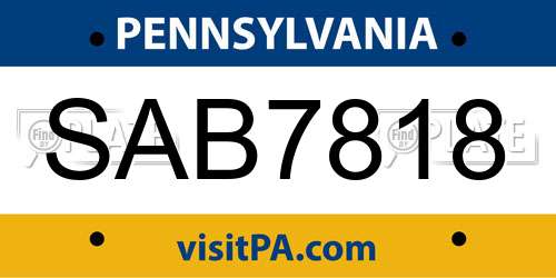 SAB7818 Pennsylvania License Plate