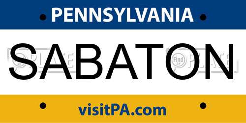 SABATON Pennsylvania License Plate