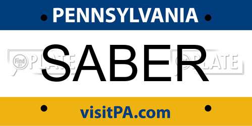 SABER Pennsylvania License Plate