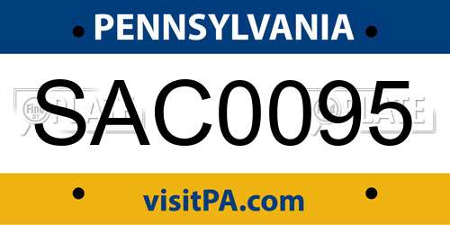 SAC0095 Pennsylvania License Plate