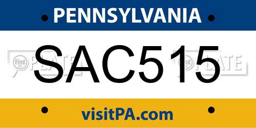 SAC515 Pennsylvania License Plate