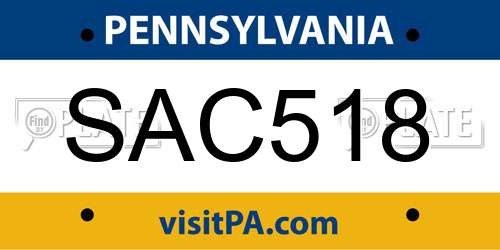 SAC518 Pennsylvania License Plate
