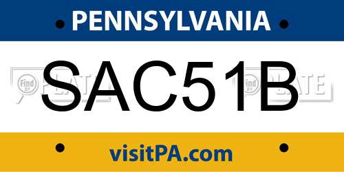 SAC51B Pennsylvania License Plate