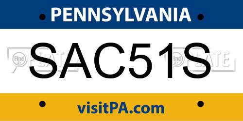 SAC51S Pennsylvania License Plate