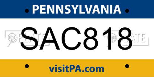 SAC818 Pennsylvania License Plate