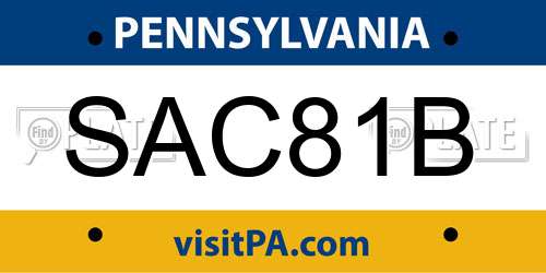 SAC81B Pennsylvania License Plate