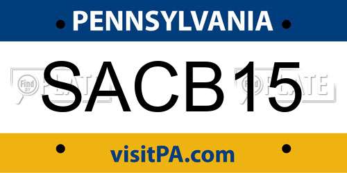 SACB15 Pennsylvania License Plate
