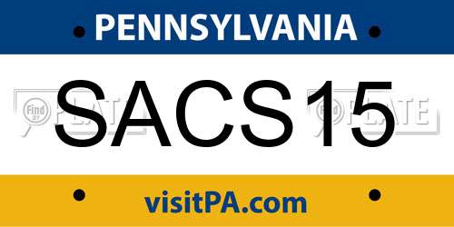SACS15 Pennsylvania License Plate