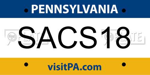 SACS18 Pennsylvania License Plate