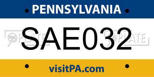 SAE032 Pennsylvania License Plate