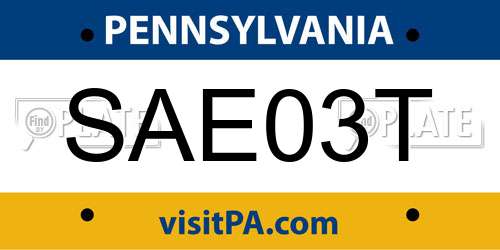 SAE03T Pennsylvania License Plate