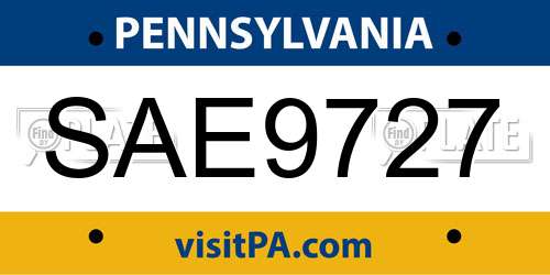 SAE9727 Pennsylvania License Plate