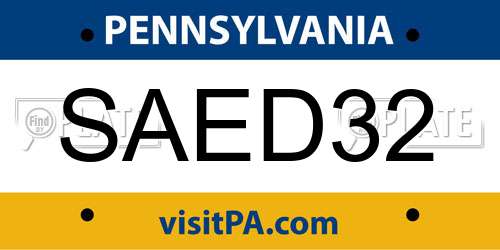 SAED32 Pennsylvania License Plate