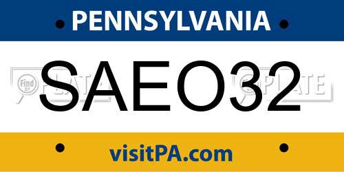 SAEO32 Pennsylvania License Plate