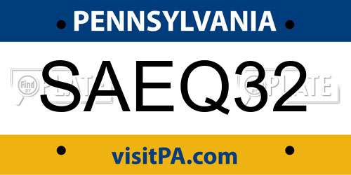 SAEQ32 Pennsylvania License Plate