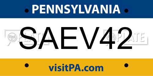 SAEV42 Pennsylvania License Plate