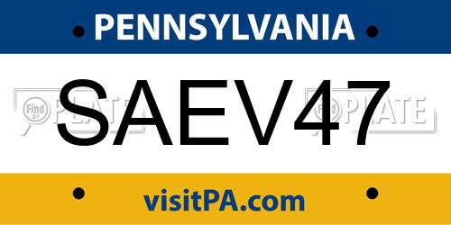 SAEV47 Pennsylvania License Plate