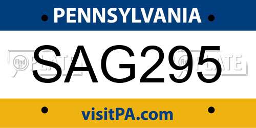SAG295 Pennsylvania License Plate