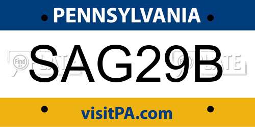 SAG29B Pennsylvania License Plate