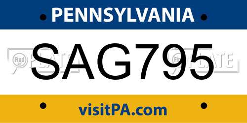 SAG795 Pennsylvania License Plate