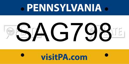 SAG798 Pennsylvania License Plate