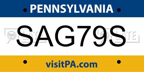SAG79S Pennsylvania License Plate