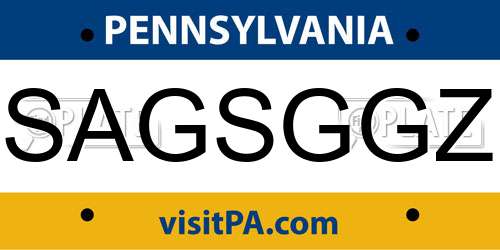 SAGSGGZ Pennsylvania License Plate
