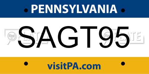 SAGT95 Pennsylvania License Plate