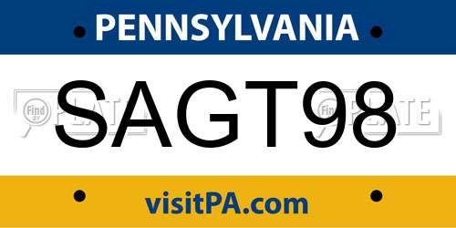 SAGT98 Pennsylvania License Plate
