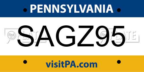 SAGZ95 Pennsylvania License Plate