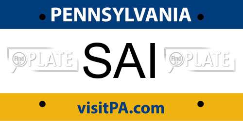 SAI Pennsylvania License Plate