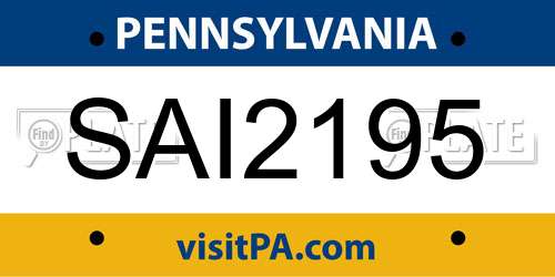 SAI2195 Pennsylvania License Plate