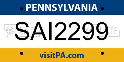 SAI2299 Pennsylvania License Plate