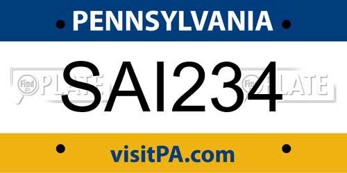 SAI234 Pennsylvania License Plate