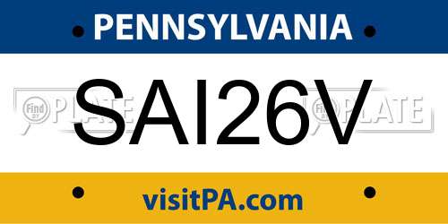SAI26V Pennsylvania License Plate