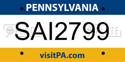 SAI2799 Pennsylvania License Plate