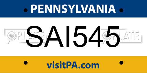 SAI545 Pennsylvania License Plate