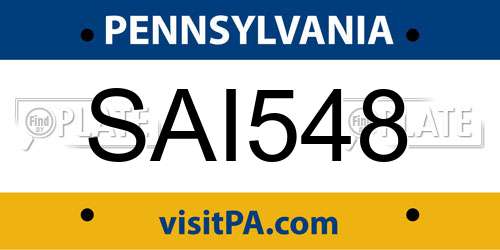 SAI548 Pennsylvania License Plate