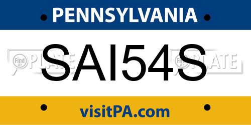 SAI54S Pennsylvania License Plate
