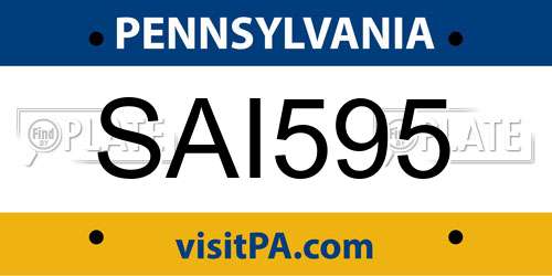 SAI595 Pennsylvania License Plate