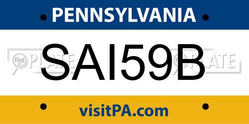 SAI59B Pennsylvania License Plate