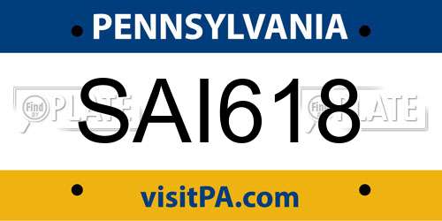 SAI618 Pennsylvania License Plate