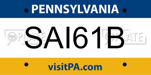 SAI61B Pennsylvania License Plate