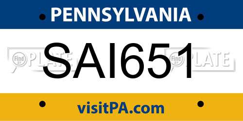 SAI651 Pennsylvania License Plate
