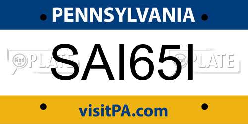 SAI65I Pennsylvania License Plate