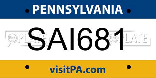 SAI681 Pennsylvania License Plate