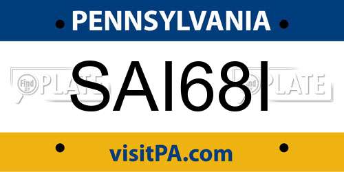 SAI68I Pennsylvania License Plate