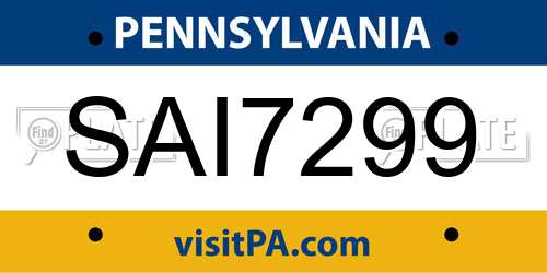 SAI7299 Pennsylvania License Plate