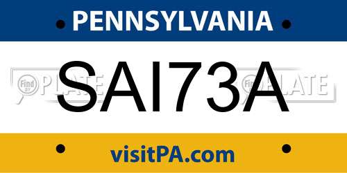 SAI73A Pennsylvania License Plate